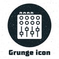 Grunge Sound mixer controller icon isolated on white background. Dj equipment slider buttons. Mixing console. Monochrome Royalty Free Stock Photo