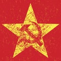 Grunge soviet star with hammer and sickle,