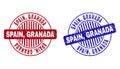 Grunge SPAIN, GRANADA Scratched Round Stamp Seals