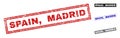 Grunge SPAIN, MADRID Scratched Rectangle Watermarks