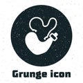 Grunge Spanish wineskin icon isolated on white background. Monochrome vintage drawing. Vector