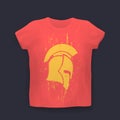 Grunge spartan helmet in profile, vector t-shirt Royalty Free Stock Photo