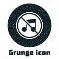 Grunge Speaker mute icon isolated on white background. No sound icon. Volume Off symbol. Monochrome vintage drawing