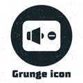 Grunge Speaker mute icon isolated on white background. No sound icon. Volume Off symbol. Monochrome vintage drawing