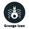 Grunge Spider icon isolated on white background. Happy Halloween party. Monochrome vintage drawing. Vector Royalty Free Stock Photo