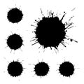 Grunge splatter. Liquid stains. Set of black ink blots. Black ink spots, texture of paint spots Royalty Free Stock Photo