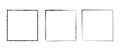 Grunge square frame set. Dotted, stippled and paint brushed black border collection. Chalk or halftone rectangular