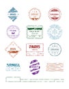 Grunge stamp. Postal round frames pattern blank stripped lines for stamps garish vector templates Royalty Free Stock Photo