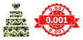 Grunge 0.001 Stamp Seal and Marriage Cake Low-Poly Mocaic Military Camouflage Icon Royalty Free Stock Photo