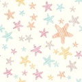 Grunge Star Background. Seamless Pattern. Colorful Party Texture.