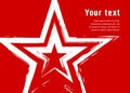 Grunge star on a red background. Simulates drawing with a dry brush Royalty Free Stock Photo