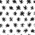 Grunge stars seamless pattern. Black ink stains star wallpaper