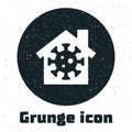 Grunge Stay home icon isolated on white background. Corona virus 2019-nCoV. Monochrome vintage drawing. Vector.