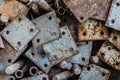 Grunge steel plate stack in construction site