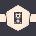 Grunge Stereo speaker icon isolated on grey background. Sound system speakers. Music icon. Musical column speaker bass