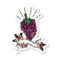 grunge sticker of tattoo style bunch of grapes