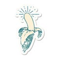 grunge sticker of tattoo style peeled banana