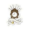 grunge sticker of tattoo style ticking clock