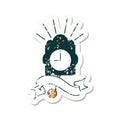 grunge sticker of tattoo style ticking clock