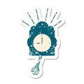 grunge sticker of tattoo style ticking clock Royalty Free Stock Photo