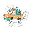 grunge sticker of tattoo style truck carrying junk