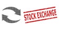 Grunge Stock Exchange Stamp and Halftone Dotted Exchange Arrows