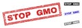 Grunge STOP GMO Textured Rectangle Stamp Seals Royalty Free Stock Photo
