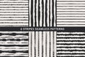 Grunge stripes hand drawn seamless patterns set. Vector ornaments for wrapping paper. Royalty Free Stock Photo