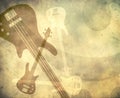 Grunge style background with guitars