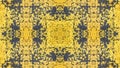 Grunge style design painted yellow with blue traces and traces of rust