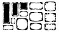 Grunge style distressed rectangular and square frames with ink splatter edges vector set in black and white design elements Royalty Free Stock Photo