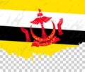 Grunge-style flag of Brunei on a transparent background