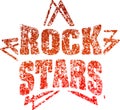 Grunge style rubber stamp Rock stars in red tones Royalty Free Stock Photo