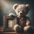 Vintage Teddy Bear Grunge Style Digital Art