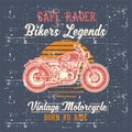 Grunge style vintage motorcycle cafe racer hand drawing vector