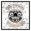 Grunge style vintage skull and text keep faith hand drawing vector