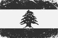 Grunge styled black and white flag Lebanon. Old vintage background