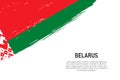 Grunge styled brush stroke background with flag of Belarus