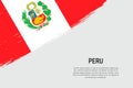 Grunge styled brush stroke background with flag of Peru