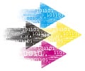 Print colors Arrows with binary codes, print data. Royalty Free Stock Photo