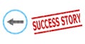 Grunge Success Story Stamp and Halftone Dotted Left Rounded Arrow