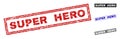 Grunge SUPER HERO Scratched Rectangle Stamps