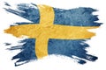 Grunge Sweden flag. Sweden flag with grunge texture. Brush stroke.