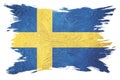 Grunge Sweden flag. Sweden flag with grunge texture. Brush stroke