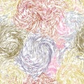 Grunge swirled quilted seamless pattern in pastel colors