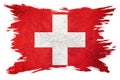 Grunge Switzerland flag. Swiss flag with grunge texture. Brush stroke Royalty Free Stock Photo