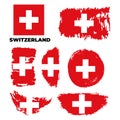 Grunge Switzerland flags set. Vector stock illustration Royalty Free Stock Photo