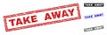 Grunge TAKE AWAY Scratched Rectangle Stamp Seals Royalty Free Stock Photo