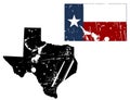 Grunge texas map with flag