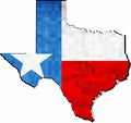 Grunge Texas map with flag inside